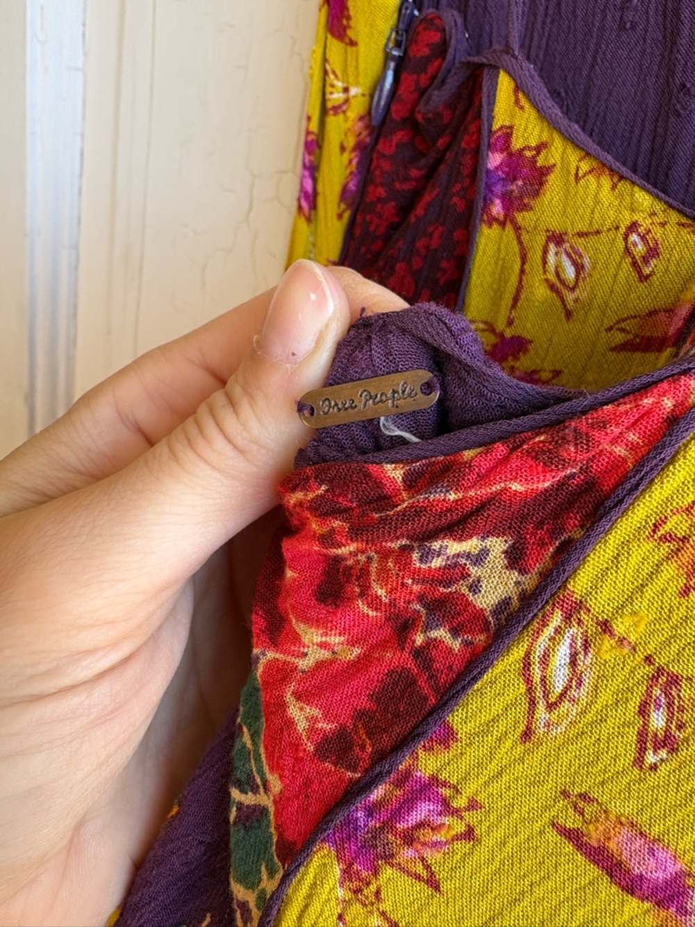 Free People Purple Floral Maxi Dress with Yellow Accents - Picture 4 of 6